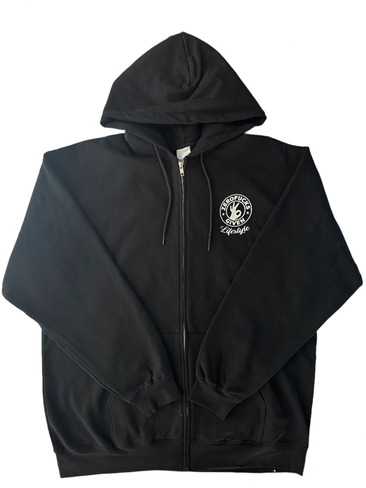 Zero Fucks Given Hoodies Black Zip-up