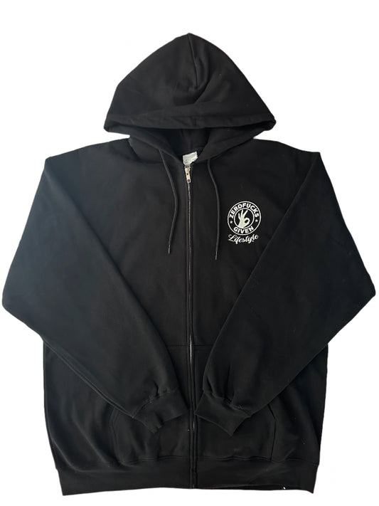 Zero Fucks Given Hoodies Black Zip-up