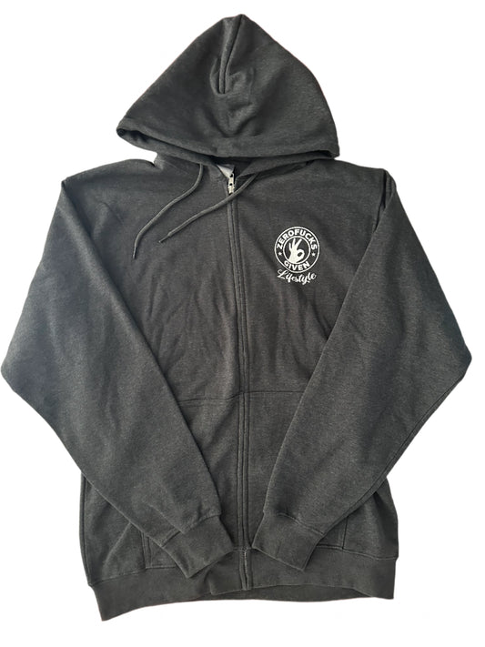 Zero Fucks Given Gray Zip-up Hoodie