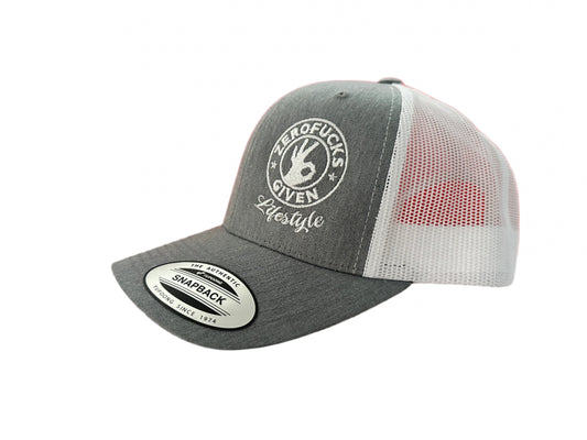 Zero Fucks Given Light Gray Trucker Hats